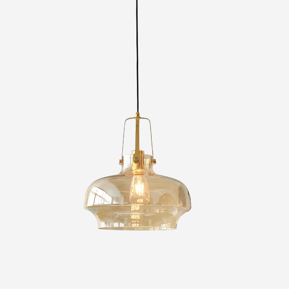 Brass Fittings Glass Amber Pendant Light