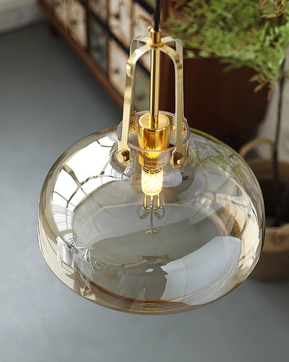 Brass Fittings Glass Amber Pendant Light