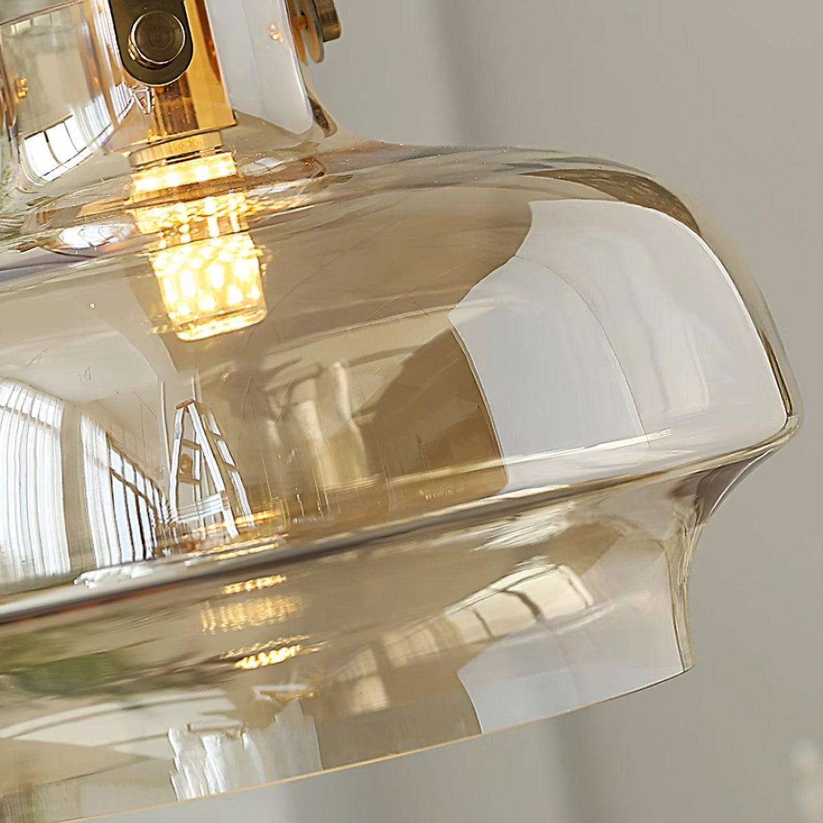 Brass Fittings Glass Amber Pendant Light