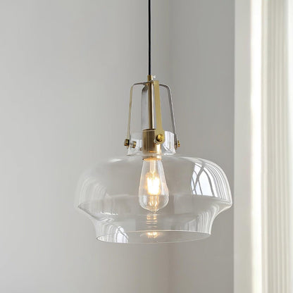 Brass Fittings Glass Amber Pendant Light
