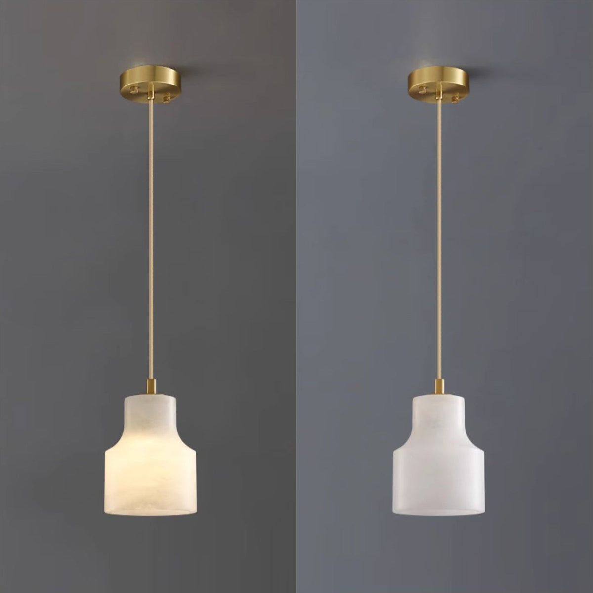 Pendant Light in Timeless Alabaster Brass