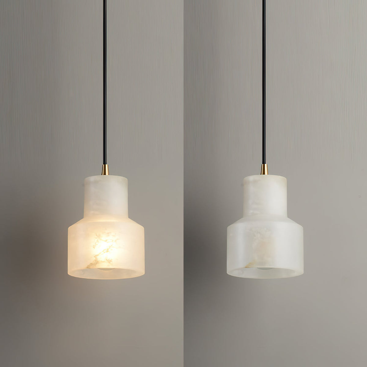 Pendant Light in Timeless Alabaster Brass
