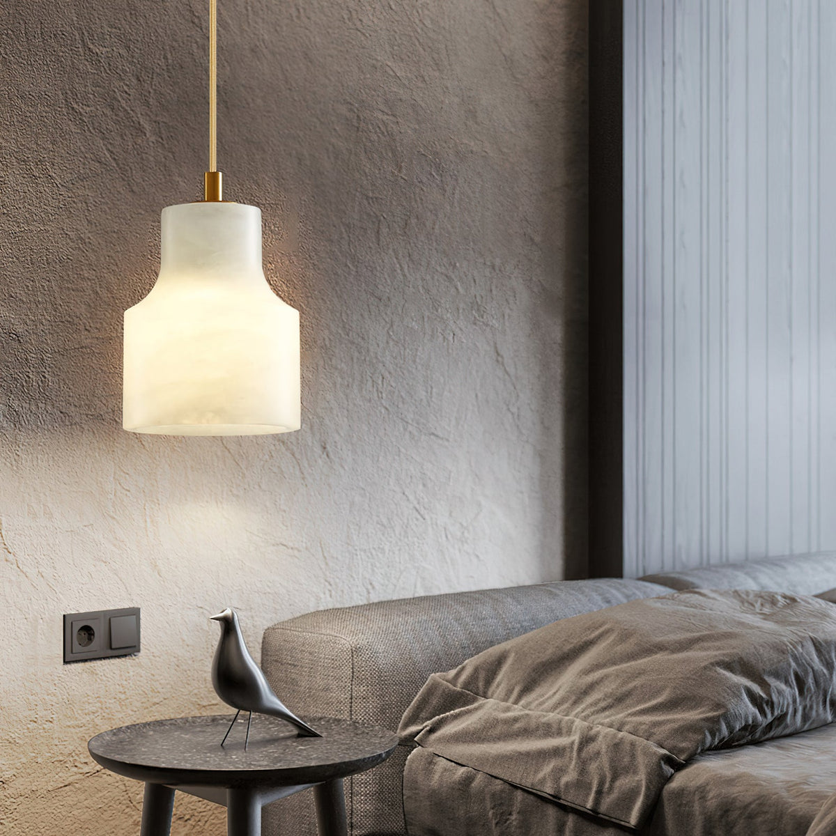 Pendant Light in Timeless Alabaster Brass