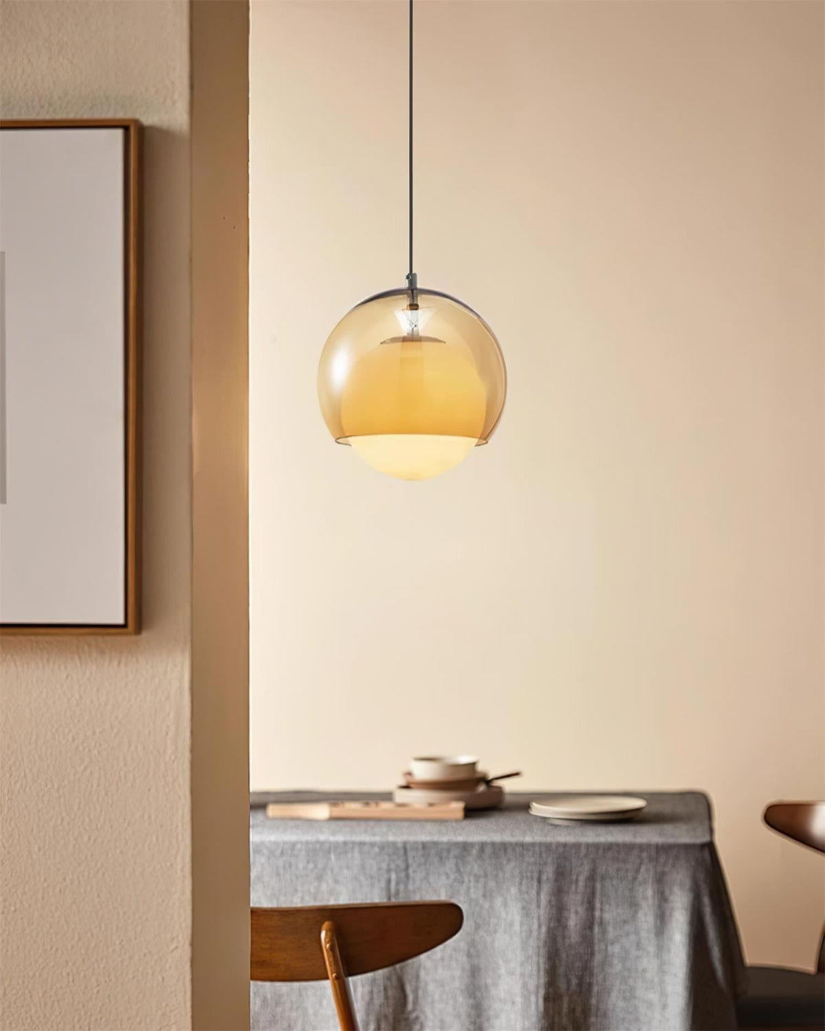 Ambient Glow Double Glass Globes Pendant Light