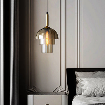 Living Room Ambiance Modern Glass Metal Pendant Light