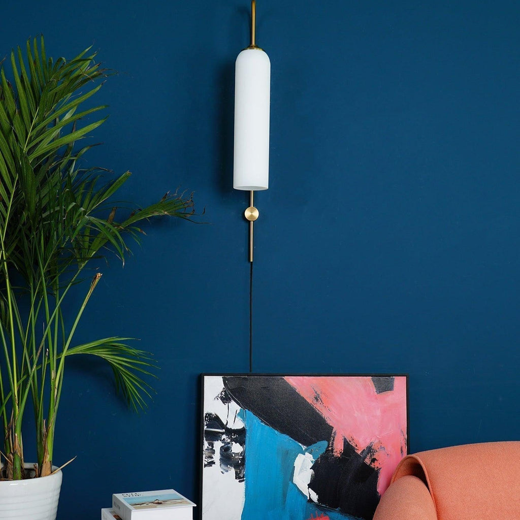 Tall Cylindrical Shade Aurora Mouth Blown Glass Wall Light
