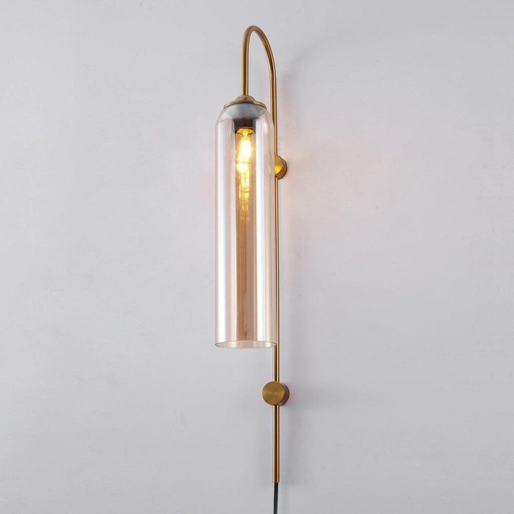 Tall Cylindrical Shade Aurora Mouth Blown Glass Wall Light