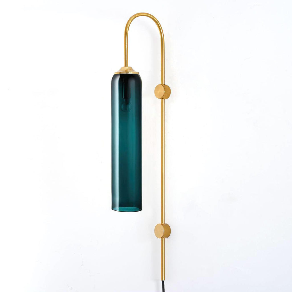 Tall Cylindrical Shade Aurora Mouth Blown Glass Wall Light