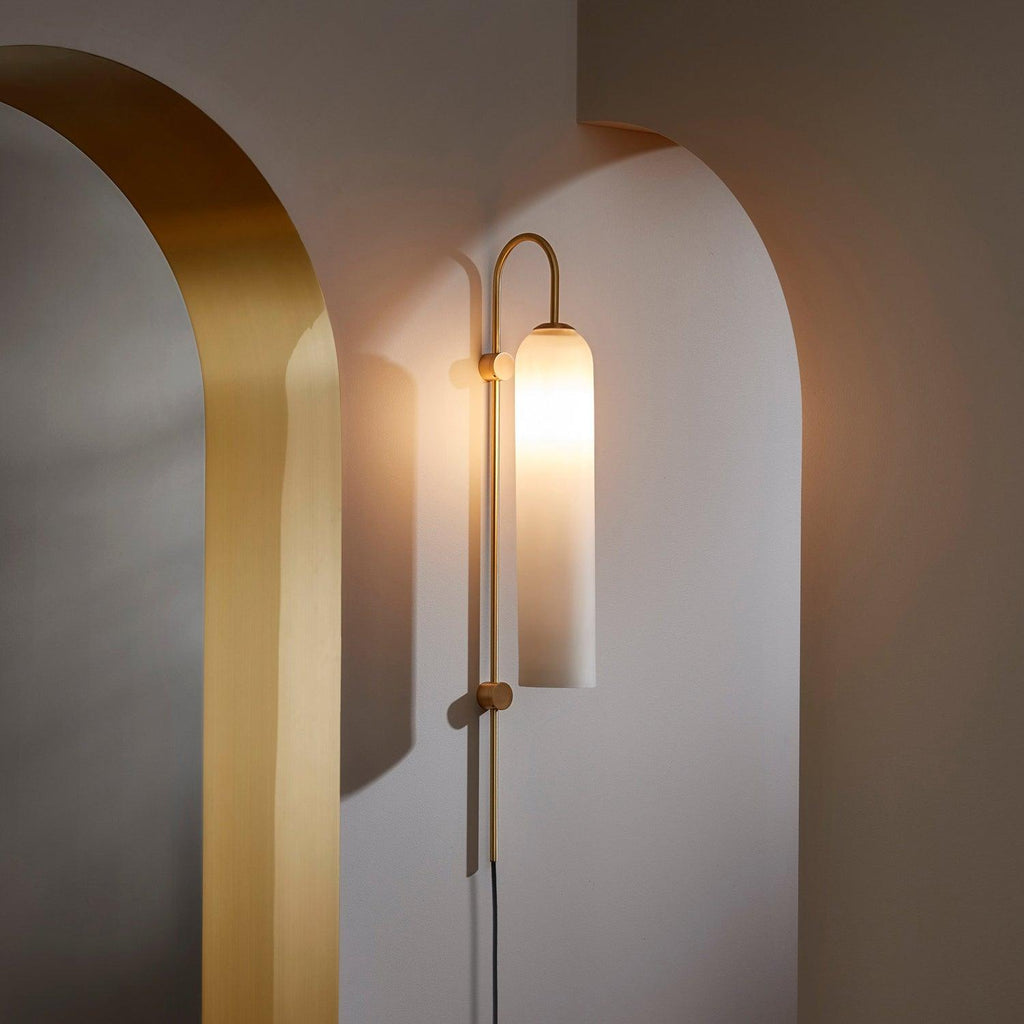 Tall Cylindrical Shade Aurora Mouth Blown Glass Wall Light