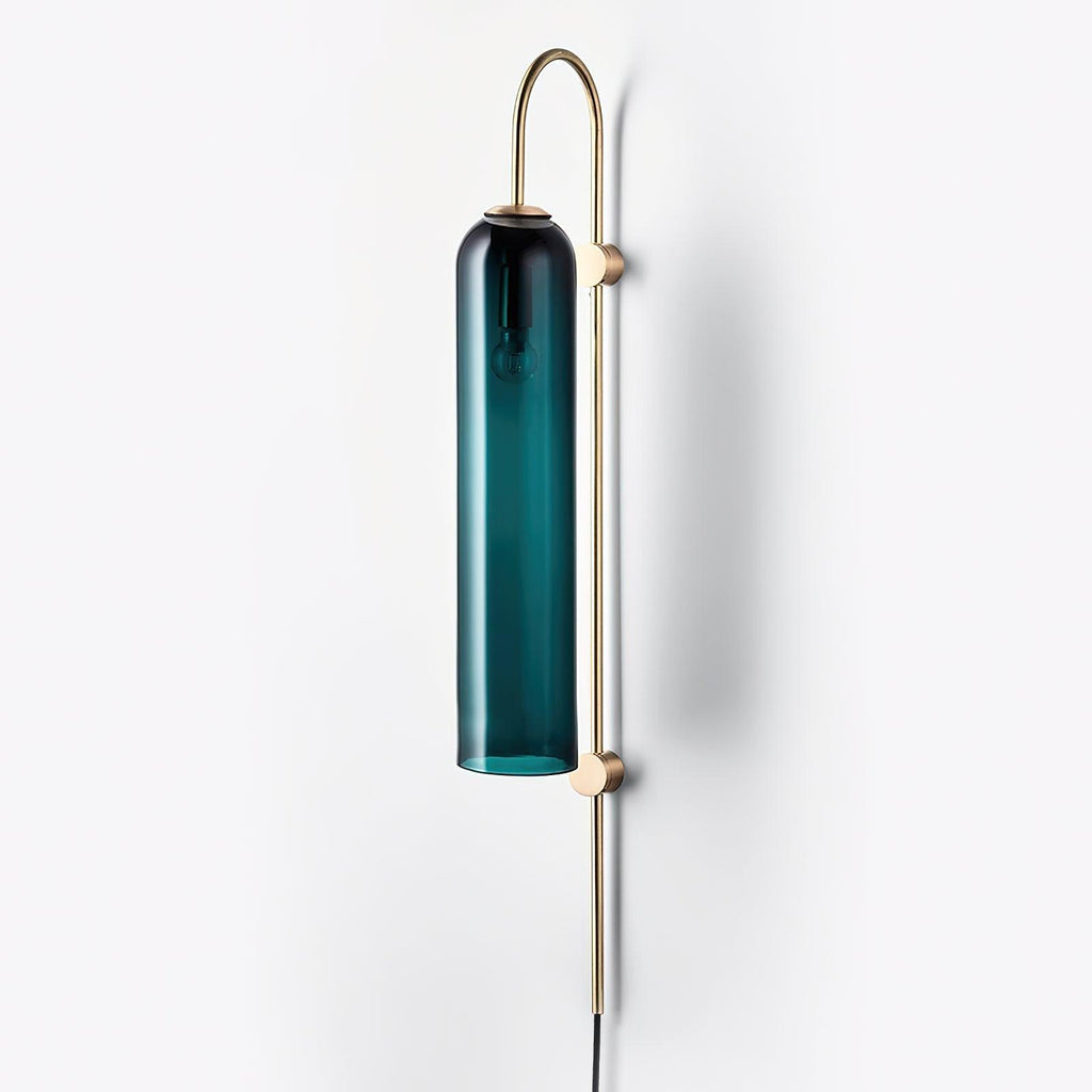 Tall Cylindrical Shade Aurora Mouth Blown Glass Wall Light