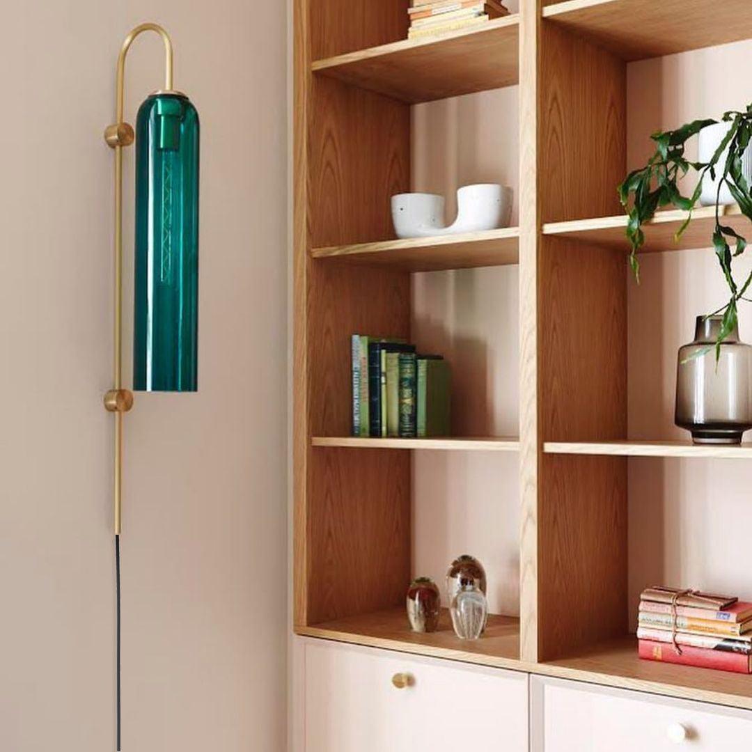 Tall Cylindrical Shade Aurora Mouth Blown Glass Wall Light