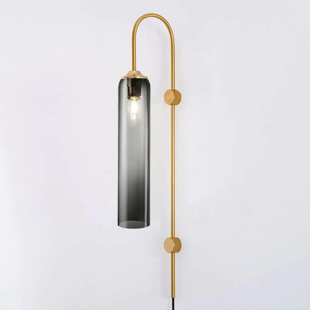Tall Cylindrical Shade Aurora Mouth Blown Glass Wall Light