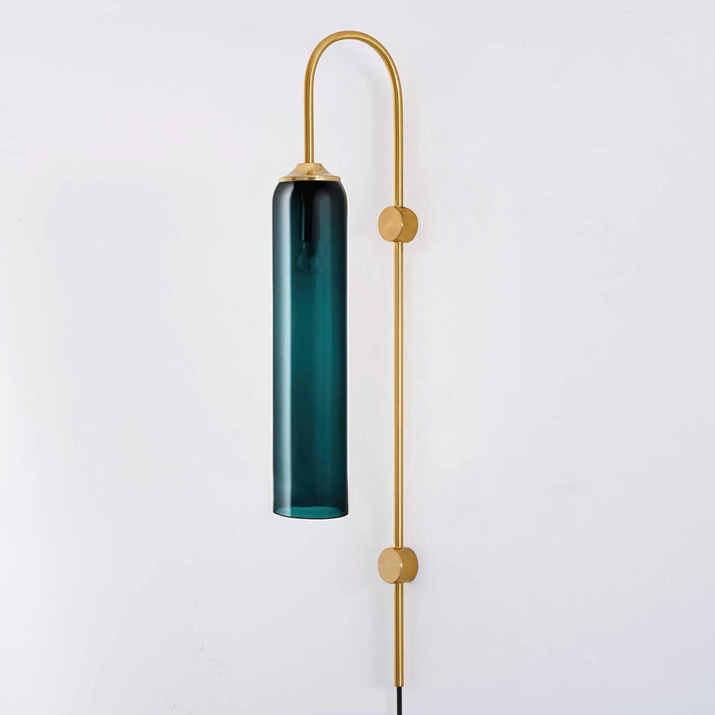 Tall Cylindrical Shade Aurora Mouth Blown Glass Wall Light