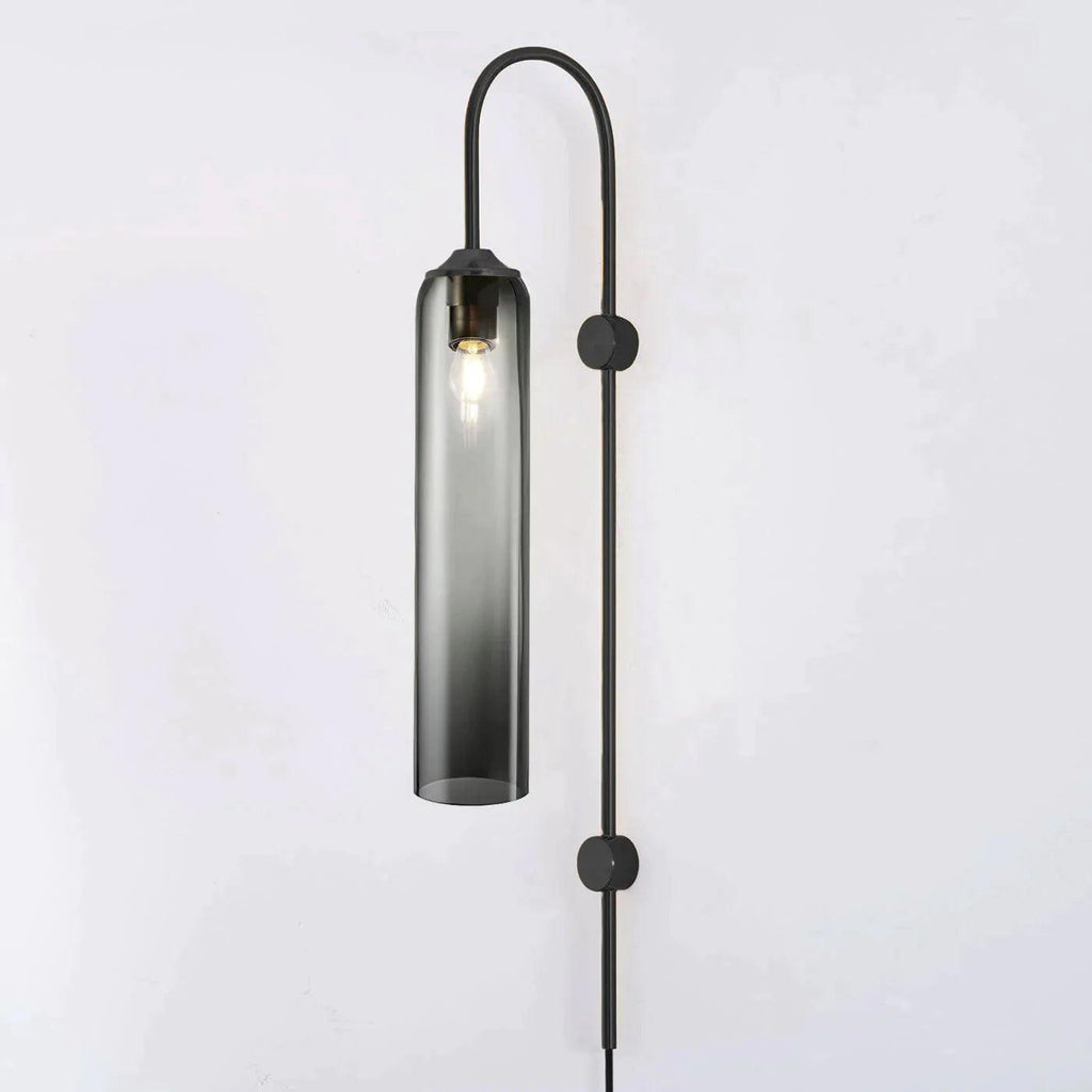 Tall Cylindrical Shade Aurora Mouth Blown Glass Wall Light