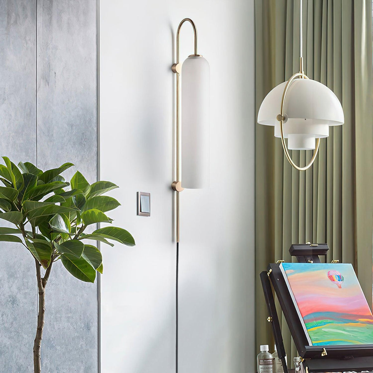 Tall Cylindrical Shade Aurora Mouth Blown Glass Wall Light