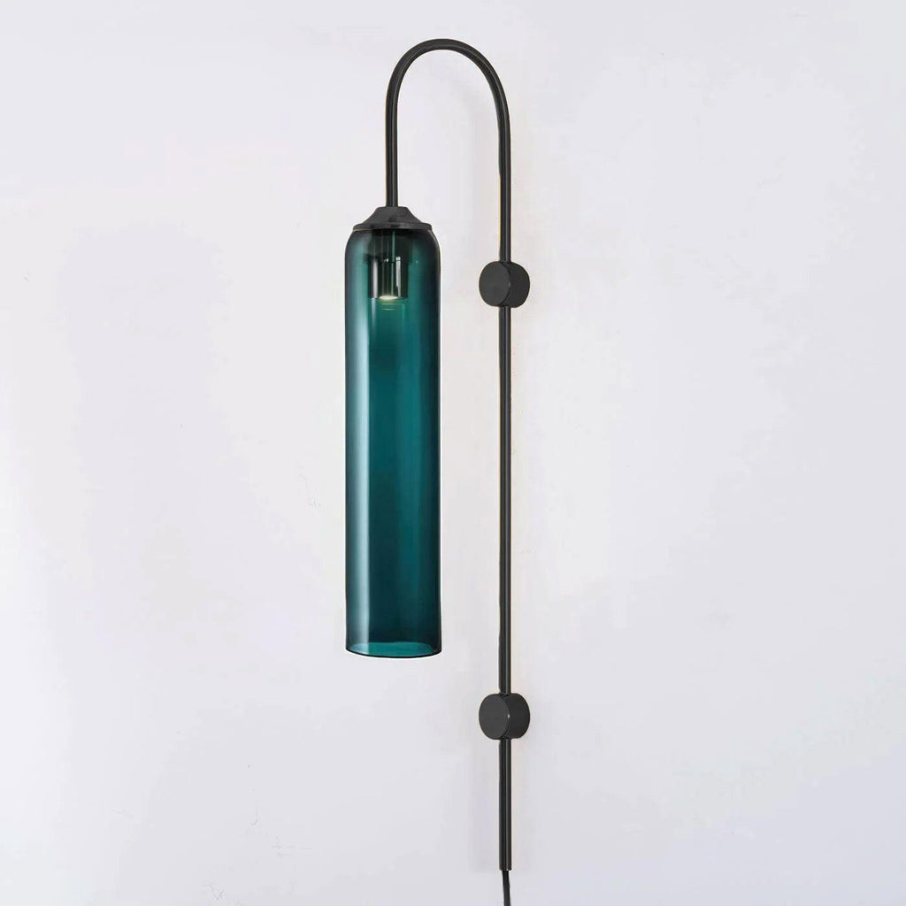 Tall Cylindrical Shade Aurora Mouth Blown Glass Wall Light