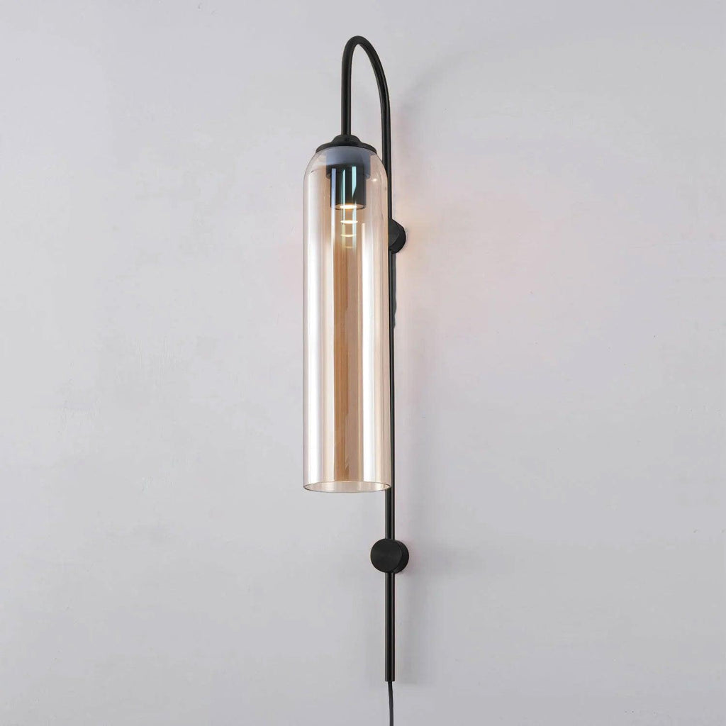 Tall Cylindrical Shade Aurora Mouth Blown Glass Wall Light