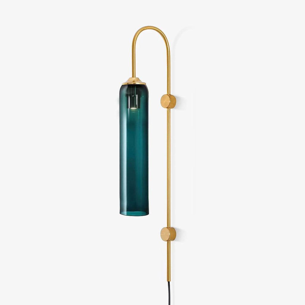 Tall Cylindrical Shade Aurora Mouth Blown Glass Wall Light