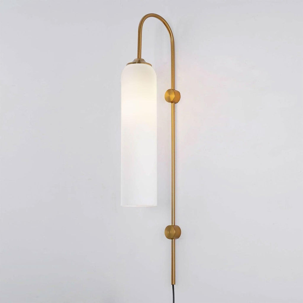 Tall Cylindrical Shade Aurora Mouth Blown Glass Wall Light