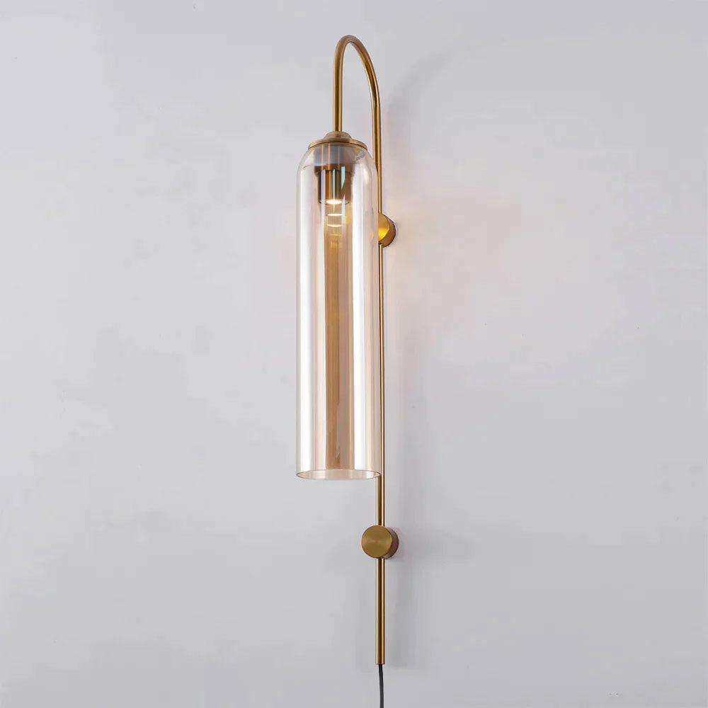 Tall Cylindrical Shade Aurora Mouth Blown Glass Wall Light