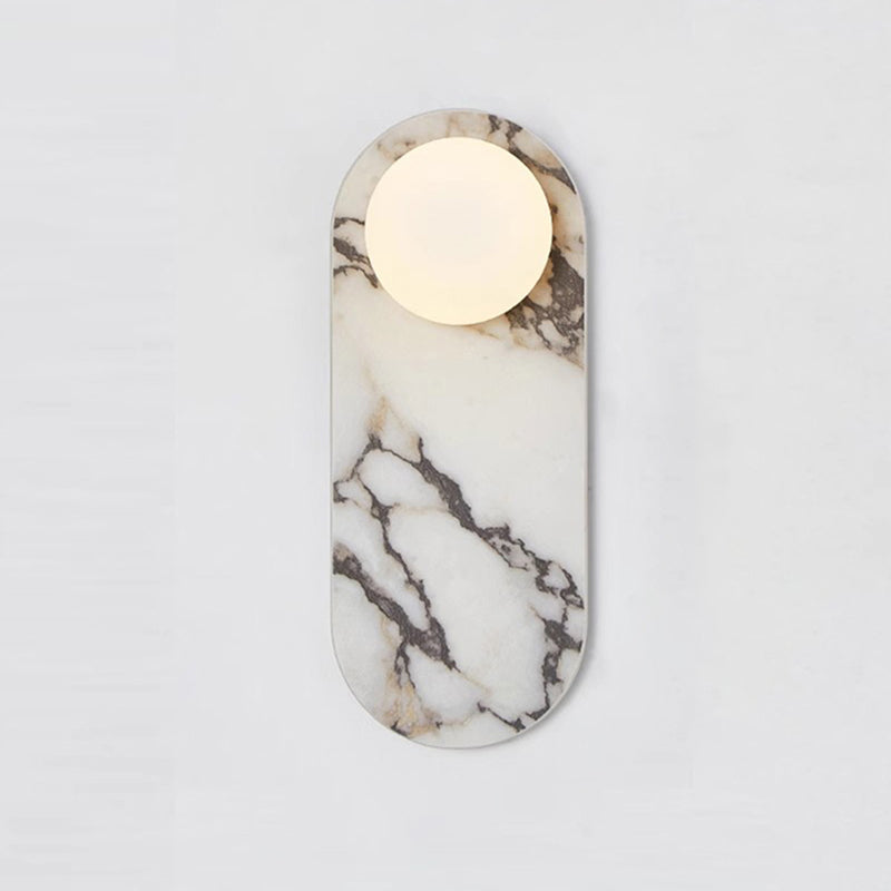 Italian Marble Sculptural Wall Light With Glass Shade