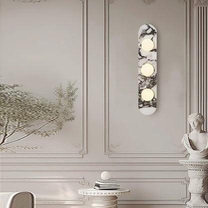 Italian Marble Sculptural Wall Light With Glass Shade