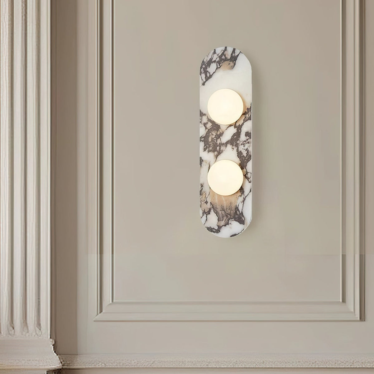 Italian Marble Sculptural Wall Light With Glass Shade