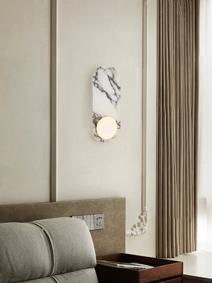 Italian Marble Sculptural Wall Light With Glass Shade