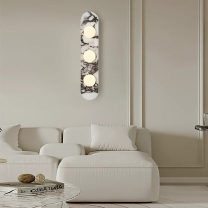 Italian Marble Sculptural Wall Light With Glass Shade