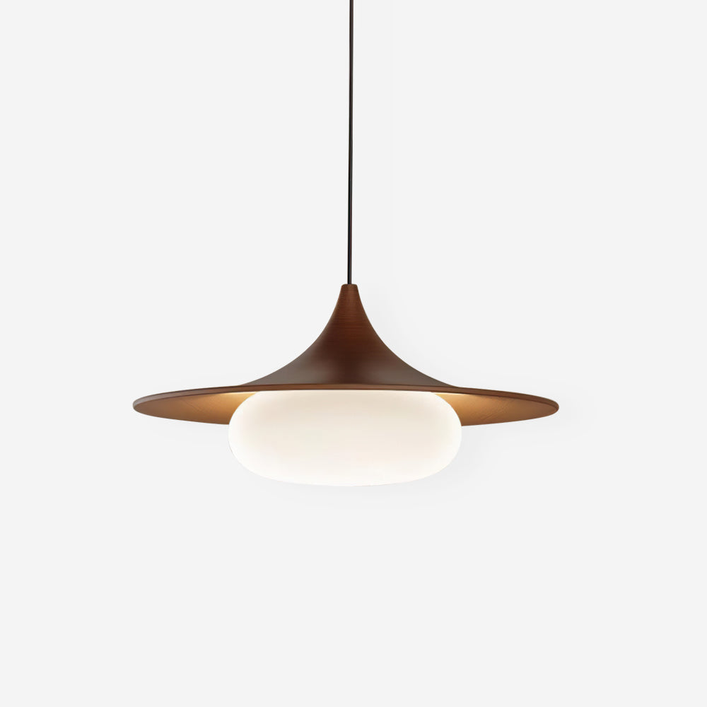 Canopy Pendant Light With Integrated LED Walnut Wood