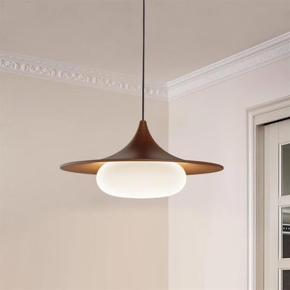 Canopy Pendant Light With Integrated LED Walnut Wood
