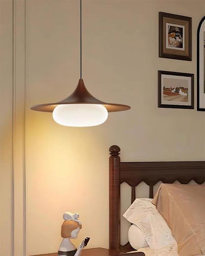 Canopy Pendant Light With Integrated LED Walnut Wood