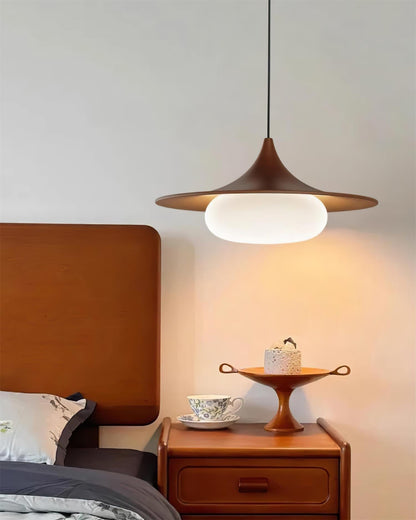 Canopy Pendant Light With Integrated LED Walnut Wood