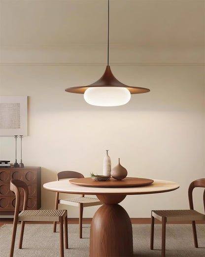 Canopy Pendant Light With Integrated LED Walnut Wood