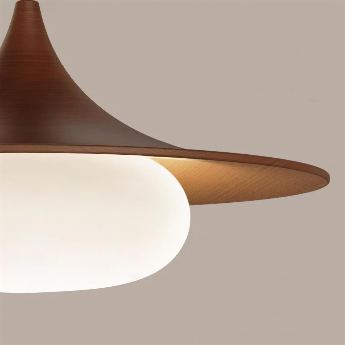 Canopy Pendant Light With Integrated LED Walnut Wood