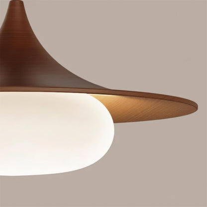 Canopy Pendant Light With Integrated LED Walnut Wood