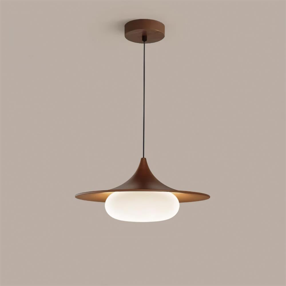 Canopy Pendant Light With Integrated LED Walnut Wood