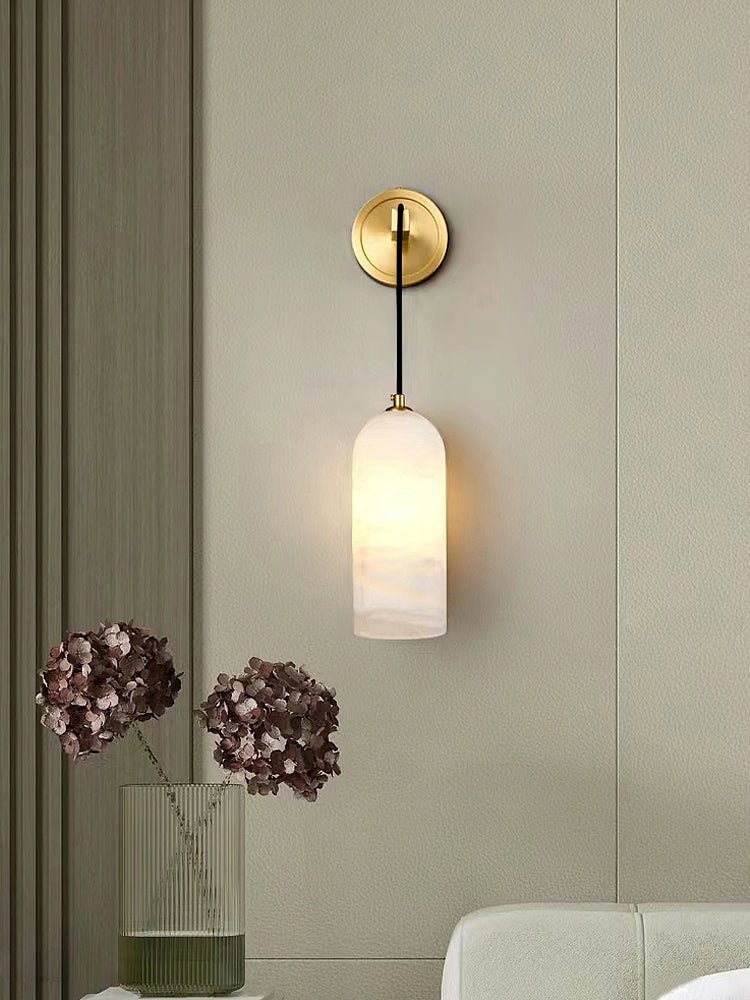 Gentle Glow Wall Light With Alabaster Brass Pendant