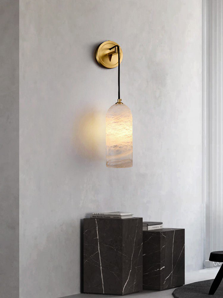 Gentle Glow Wall Light With Alabaster Brass Pendant