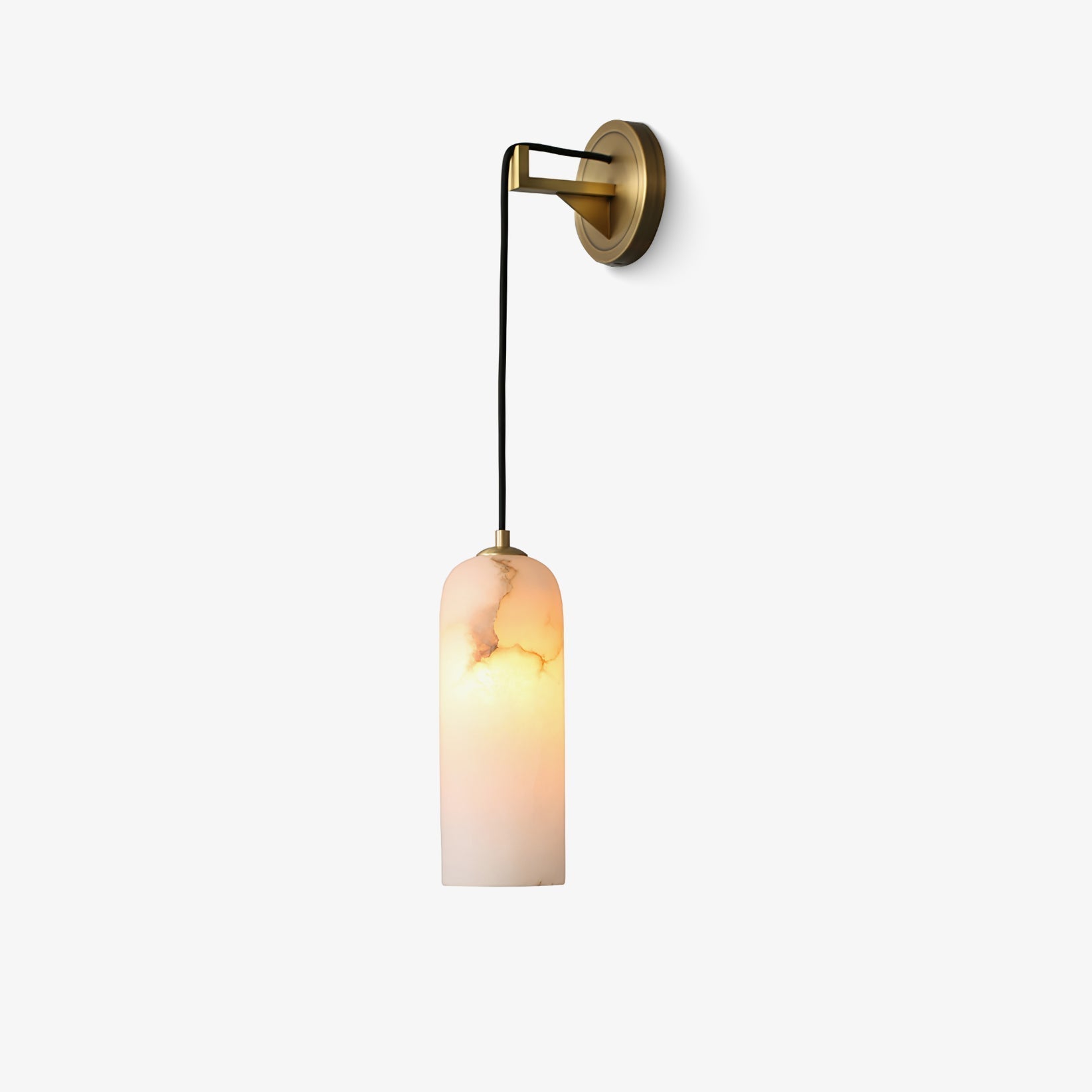 Gentle Glow Wall Light With Alabaster Brass Pendant