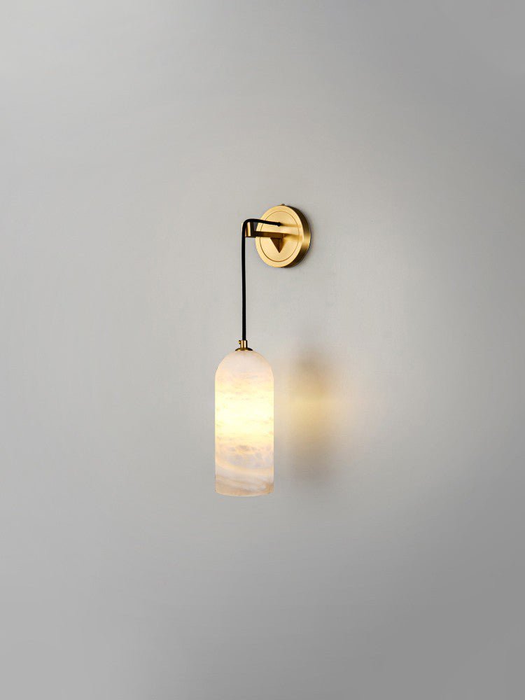 Wall Light With Gentle Glow Alabaster Brass Pendant