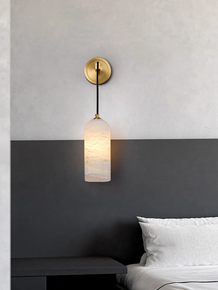 Gentle Glow Wall Light With Alabaster Brass Pendant