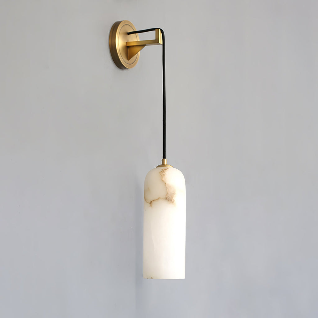Gentle Glow Wall Light With Alabaster Brass Pendant