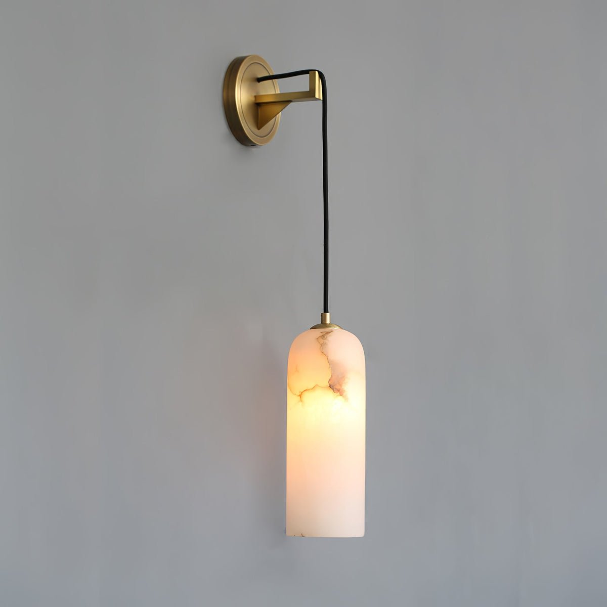 Wall Light With Gentle Glow Alabaster Brass Pendant