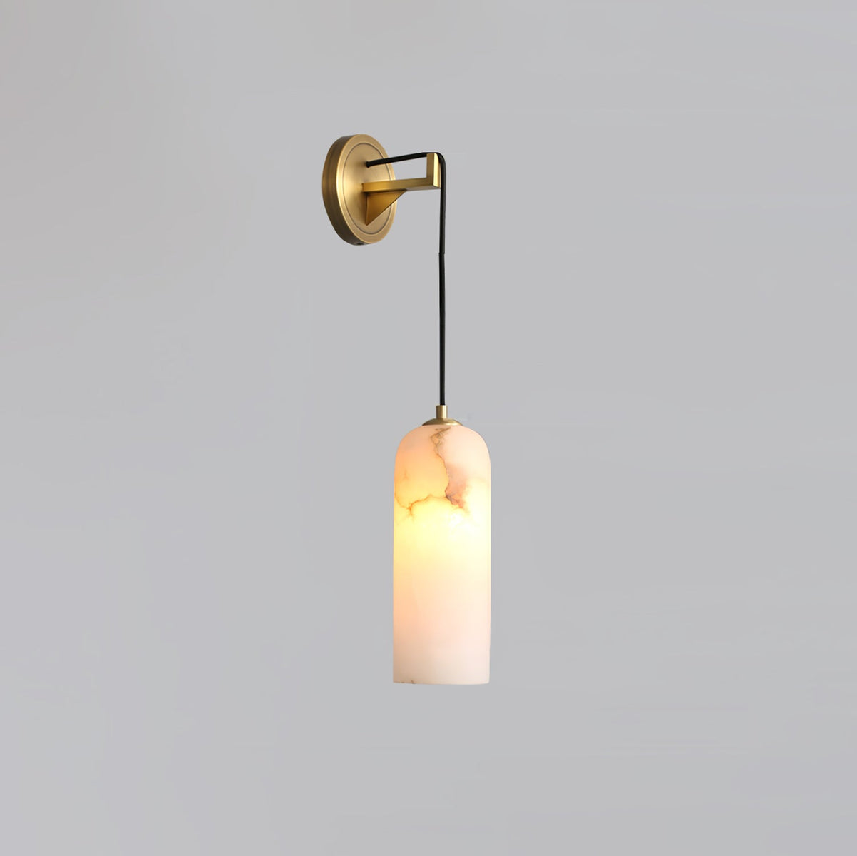 Wall Light With Gentle Glow Alabaster Brass Pendant