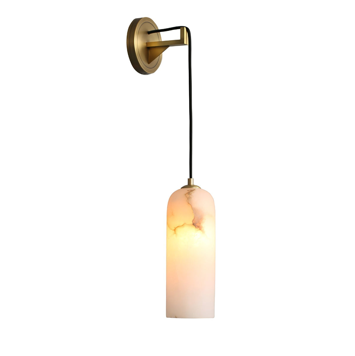 Wall Light With Gentle Glow Alabaster Brass Pendant