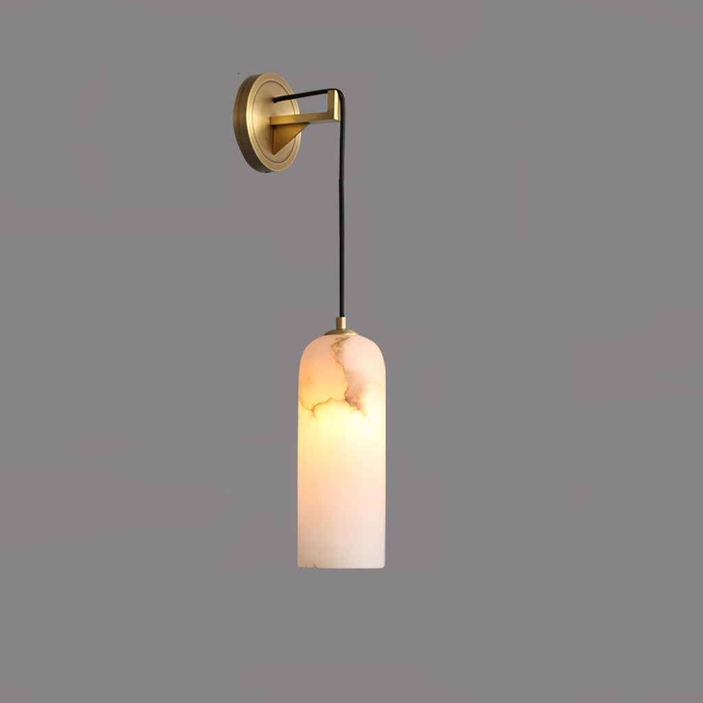 Gentle Glow Wall Light With Alabaster Brass Pendant