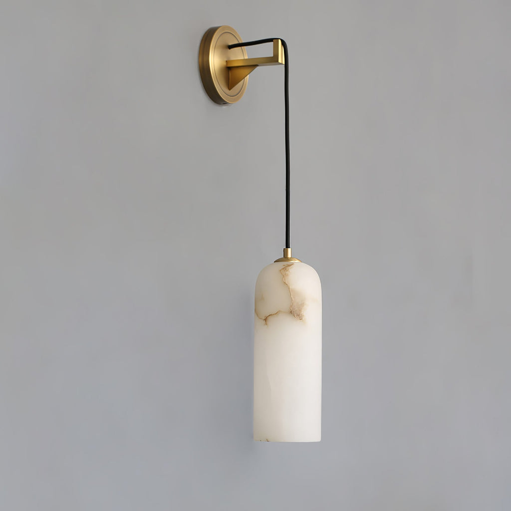 Wall Light With Gentle Glow Alabaster Brass Pendant