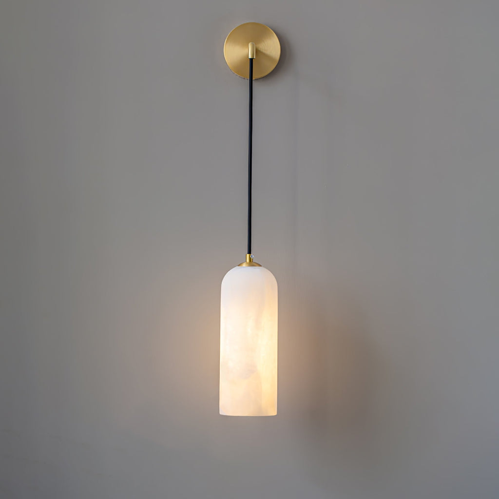 Wall Light With Gentle Glow Alabaster Brass Pendant