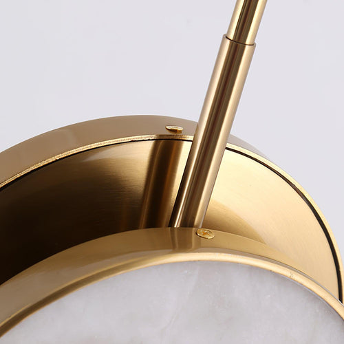 Adjustable CCT Dual Disc Alabaster Brass Pendant Light